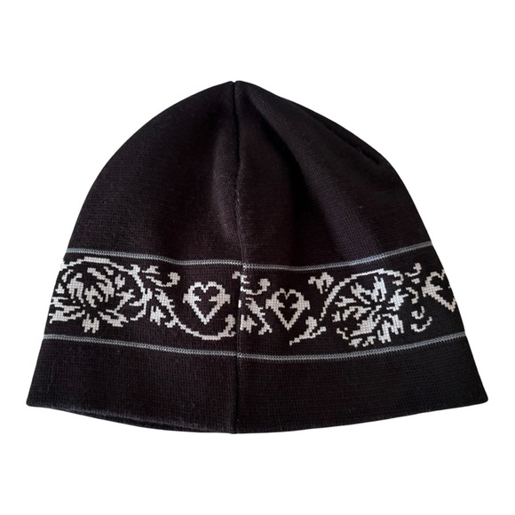 Roxy Black and Gray Knit Beanie with Pattern - Picture 2 of 2